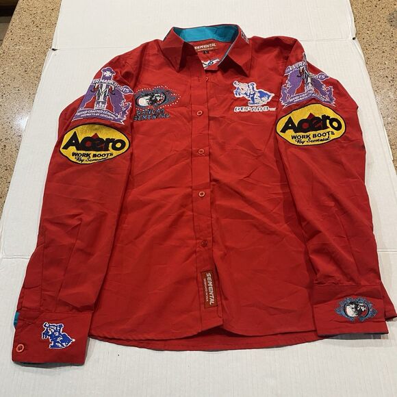 Rancho Semental Estilo Reparo Shirt Red rojo Manga Larga long sleeve Large - Picture 1 of 13